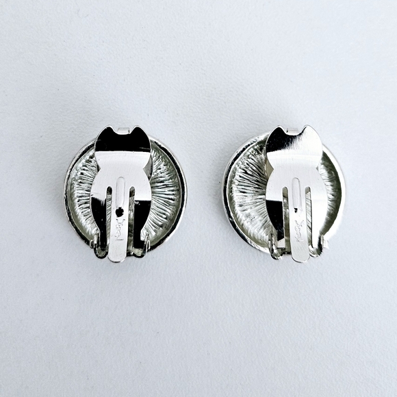 Yves Saint Laurent Silver Hammered Metal Earrings - Picture 2 of 6